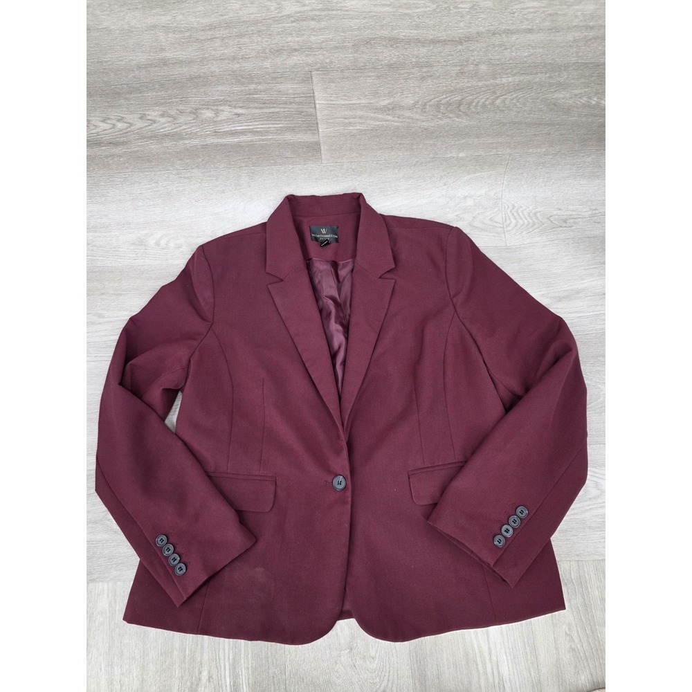 Worthington‎ Blazer Women Petite XL Burgundy Career Office Jacket
